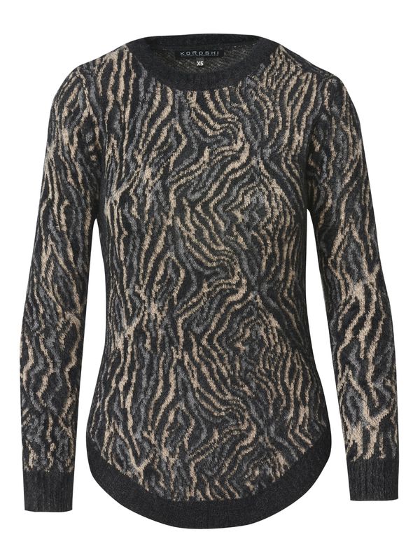 KOROSHI KOROSHI Pulover  bež melange / siva melange / crna