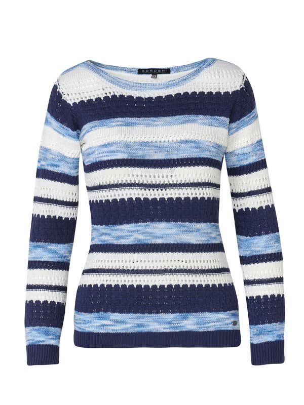 KOROSHI KOROSHI Pulover  mornarsko plava / svijetloplava / bijela