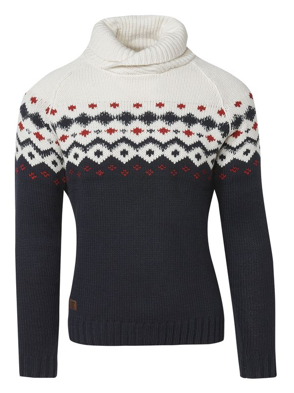 KOROSHI KOROSHI Pulover 'Punto'  mornarsko plava / smeđa / bijela