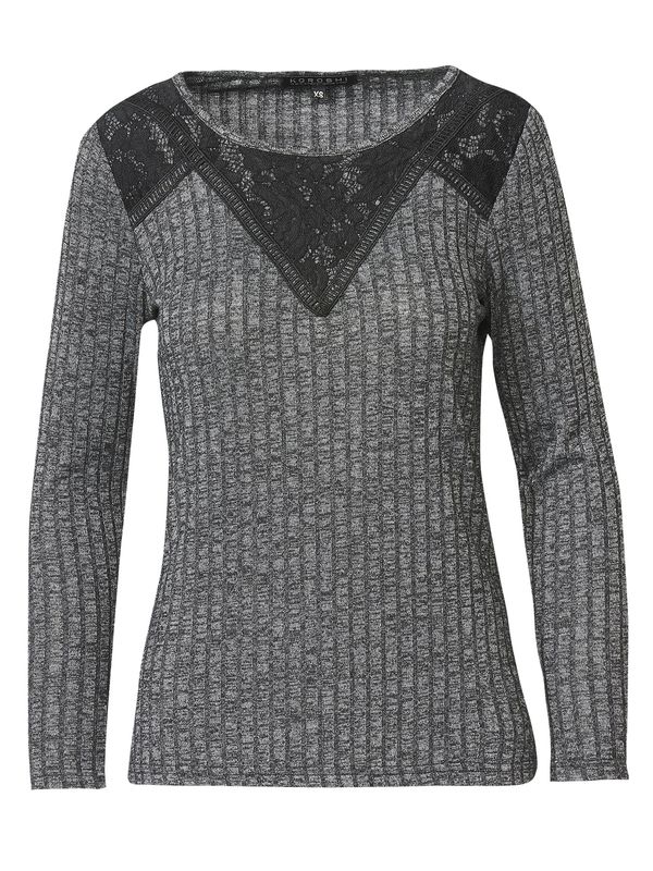 KOROSHI KOROSHI Pulover  siva melange / crna