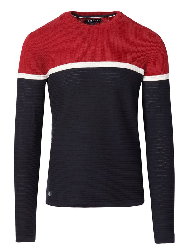 KOROSHI KOROSHI Pulover  tamno plava / crvena / bijela