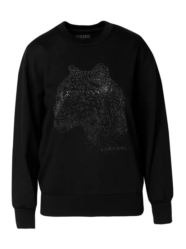 KOROSHI KOROSHI Sweater majica  crna / srebro