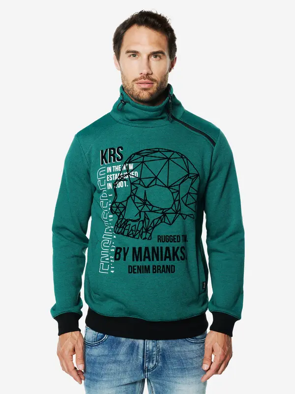 KOROSHI KOROSHI Sweater majica  kraljevski zelena / crna / bijela