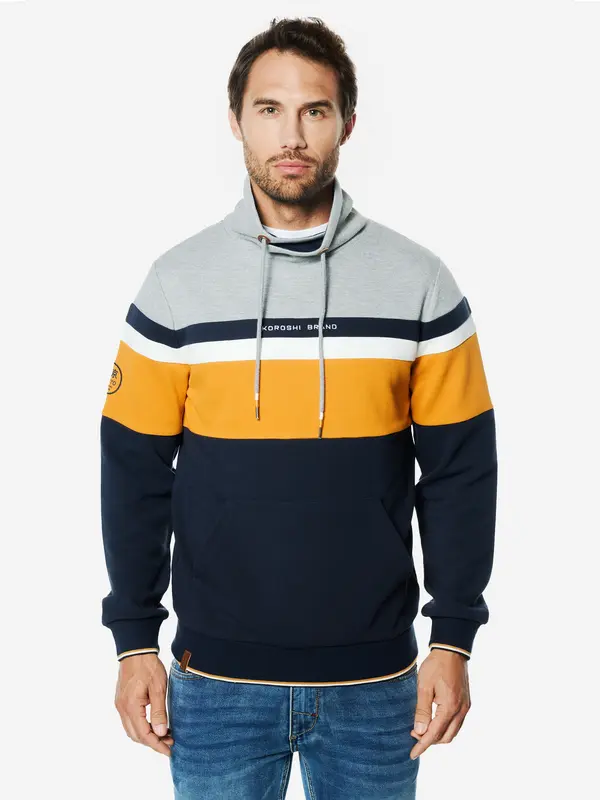 KOROSHI KOROSHI Sweater majica  morsko plava / oker / siva / prljavo bijela