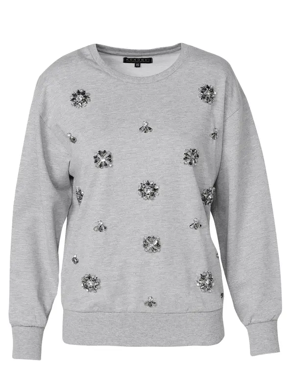KOROSHI KOROSHI Sweater majica  siva melange / prozirna