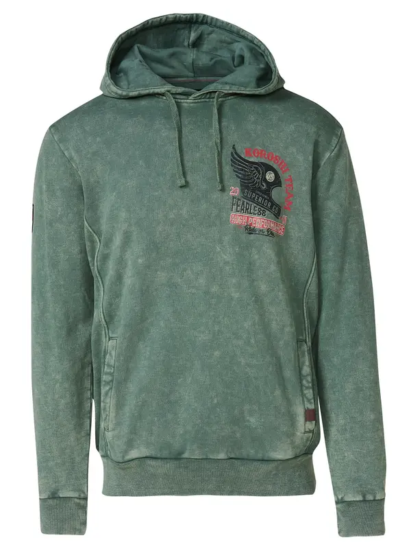 KOROSHI KOROSHI Sweater majica  sivkasto zelena / crvena / crna / prljavo bijela