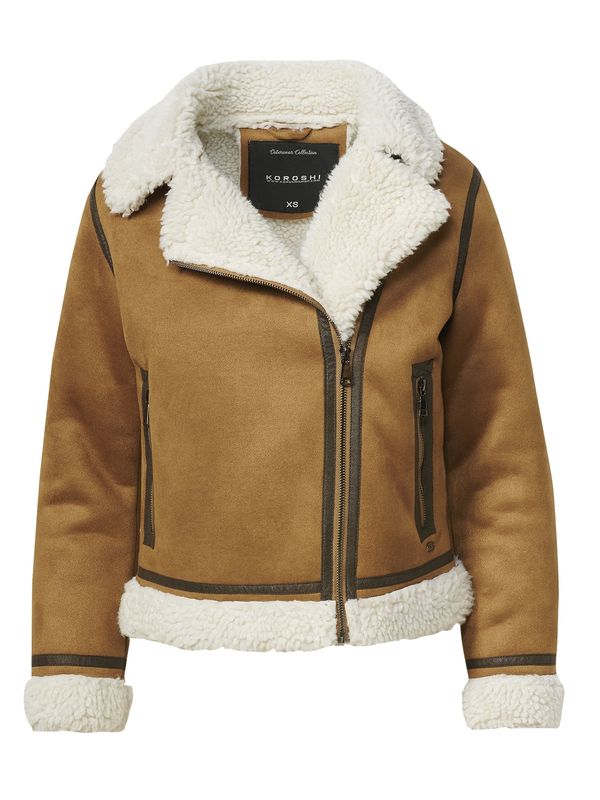 KOROSHI KOROSHI Zimska jakna  boja devine dlake (camel) / bijela