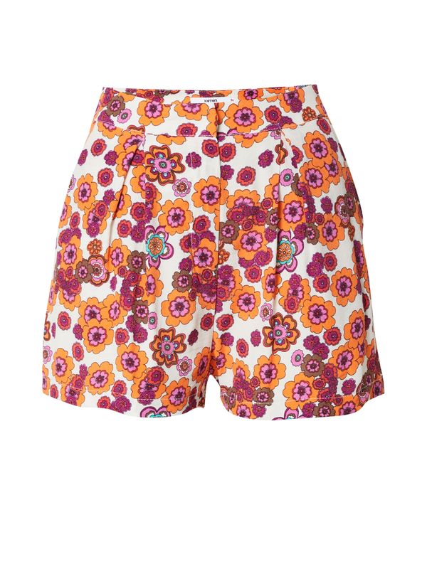 Koton Koton Hlače s naborima  tamno smeđa / ljubičasto crvena / narančasta / bijela