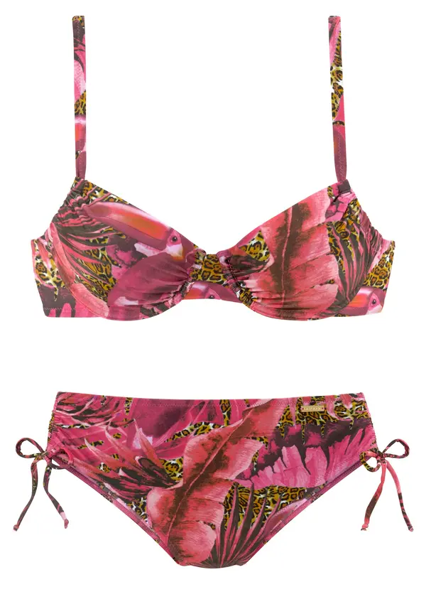 LASCANA LASCANA Bikini 'Elena'  tamo žuta / roza / magenta / crna