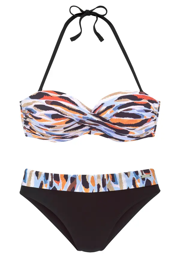 LASCANA LASCANA Bikini  sivkasto plava / kestenjasto smeđa / narančasta / crna