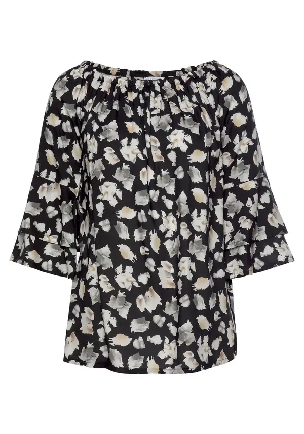 LASCANA LASCANA Bluza  bež / siva / crna / bijela