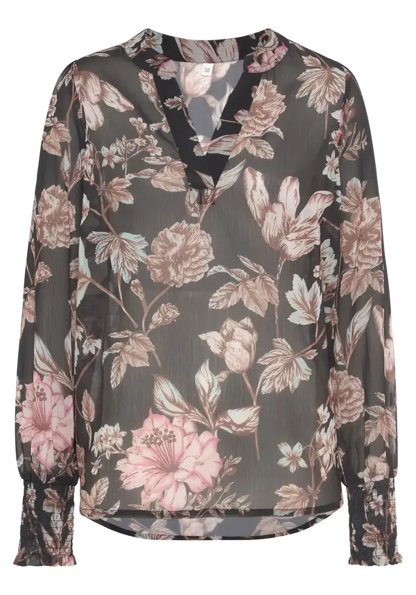LASCANA LASCANA Bluza  kraljevski zelena / pastelno roza
