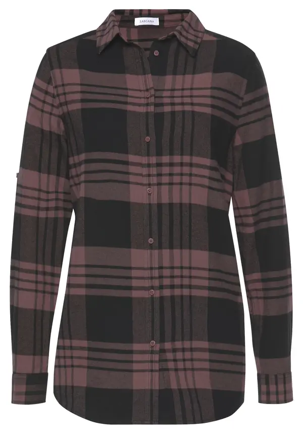 LASCANA LASCANA Bluza  sivkasto ljubičasta (mauve) / crna