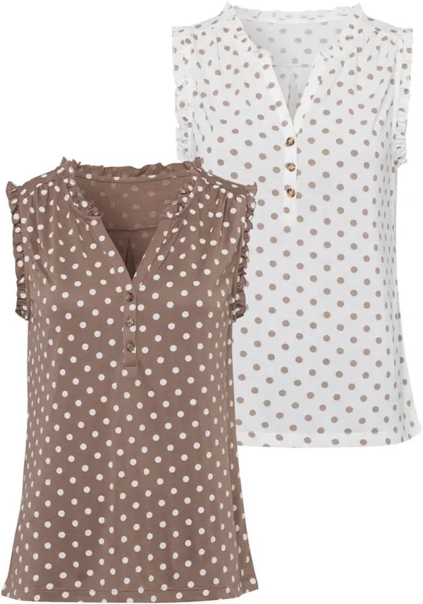 LASCANA LASCANA Bluza  taupe siva / bijela
