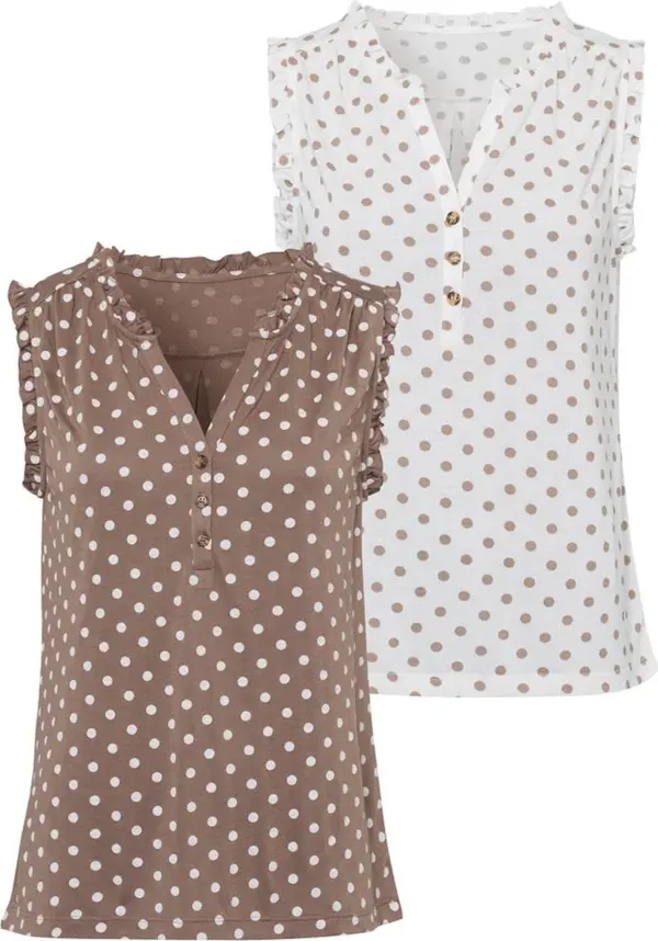LASCANA LASCANA Bluza  taupe siva / bijela