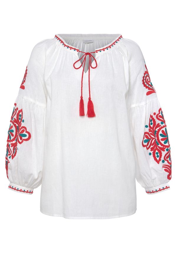 LASCANA LASCANA Bluza  zelena / crvena / bijela