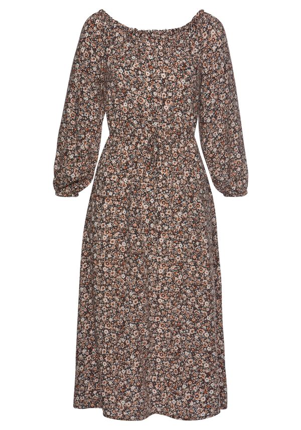 LASCANA LASCANA Haljina  boja pijeska / svijetlosmeđa / kraljevski zelena / crna