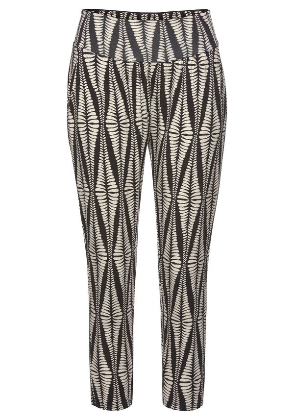 LASCANA LASCANA Hlače 'Grafik'  bež / crna