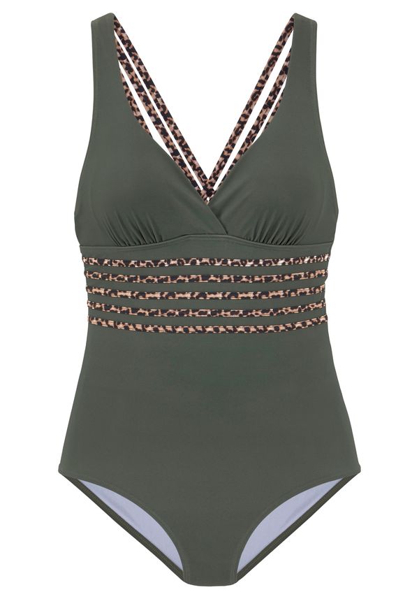 LASCANA LASCANA Jednodijelni kupaći kostim  bež / smeđa / zelena