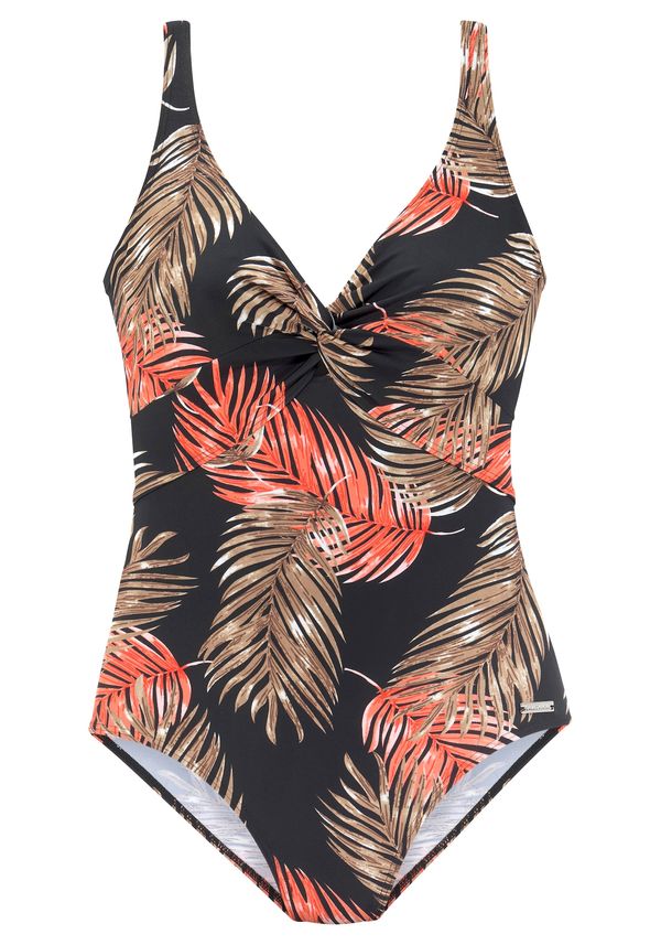 LASCANA LASCANA Jednodijelni kupaći kostim  smeđa / neonsko narančasta / crna / bijela