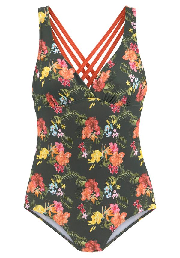 LASCANA LASCANA Jednodijelni kupaći kostim 'Tahiti'  svijetloplava / žuta / maslinasta / travnato zelena / tamno narančasta