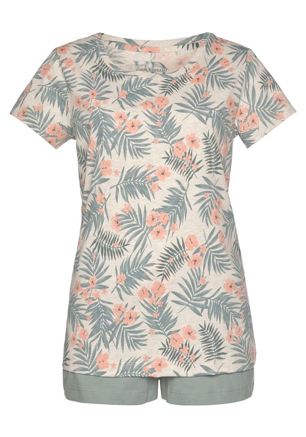 LASCANA LASCANA Kratke hlače za spavanje  boja pijeska / sivkasto plava / losos