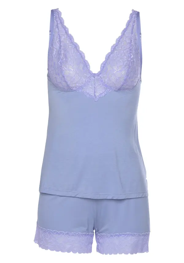 LASCANA LASCANA Kratke hlače za spavanje 'Summer Lace'  ljubičasta