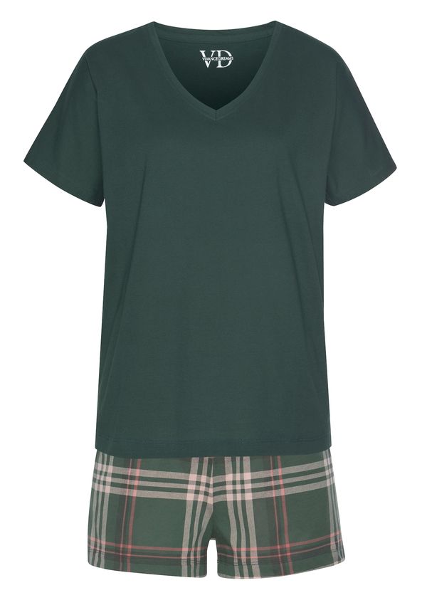 LASCANA LASCANA Kratke hlače za spavanje  tamno zelena / crvena / bijela