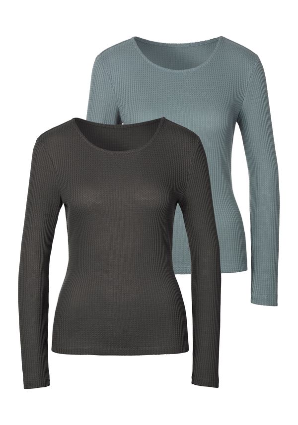 LASCANA LASCANA Majica  antracit siva / menta