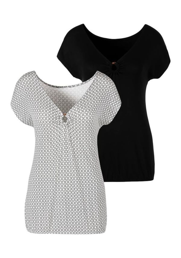 LASCANA LASCANA Majica  crna / bijela