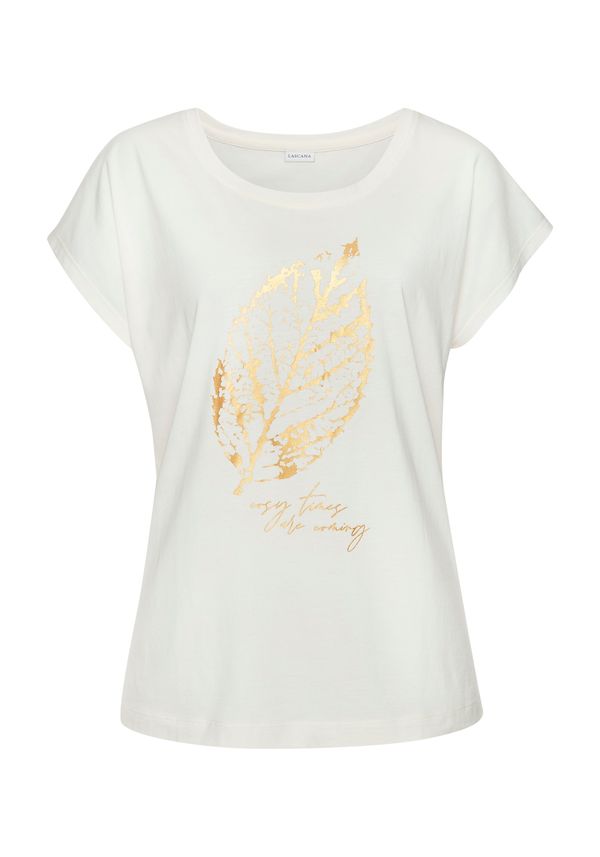 LASCANA LASCANA Majica  ecru/prljavo bijela / zlatna