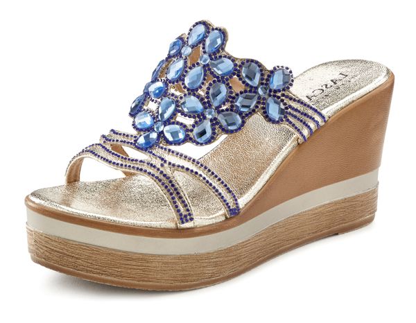 LASCANA LASCANA Natikače s potpeticom  plava / zlatna