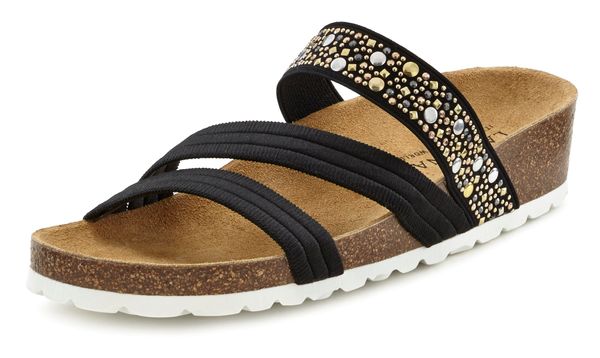 LASCANA LASCANA Natikače s potpeticom  zlatna / crna / srebro