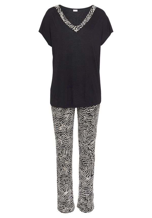 LASCANA LASCANA Pidžama  crna / bijela