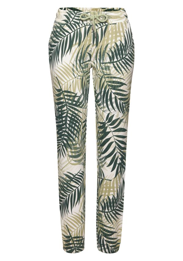LASCANA LASCANA Pidžama hlače  bež / zelena / bijela