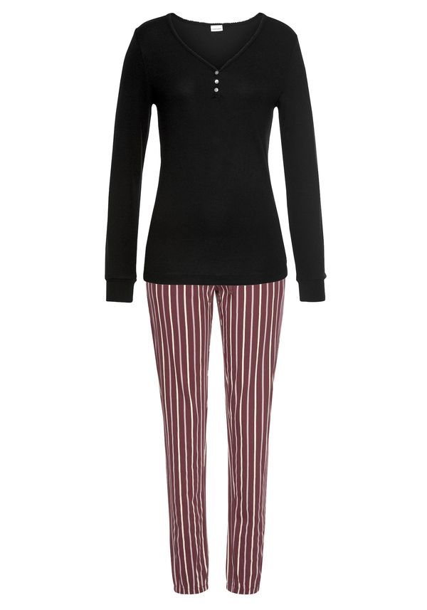 LASCANA LASCANA Pidžama  pastelno crvena / crna / bijela