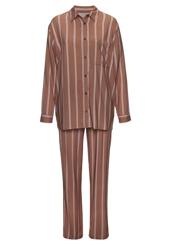 LASCANA LASCANA Pidžama  smeđa / patlidžan / svijetloroza / bijela