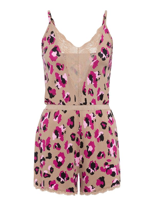 LASCANA LASCANA Pidžama  toplo smeđa / ciklama / roza / crna