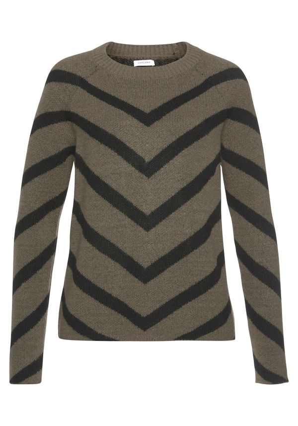 LASCANA LASCANA Pulover  kaki / crna