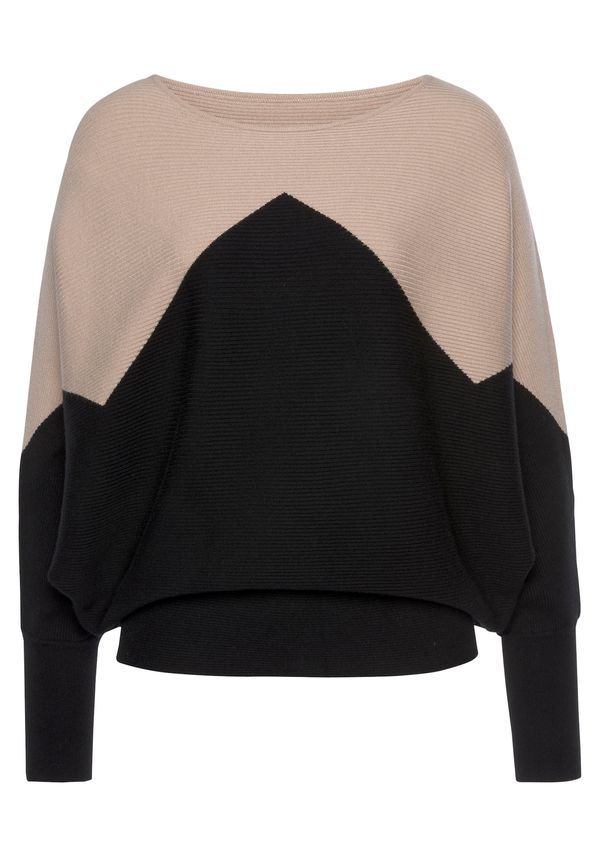 LASCANA LASCANA Pulover  pijesak / crna