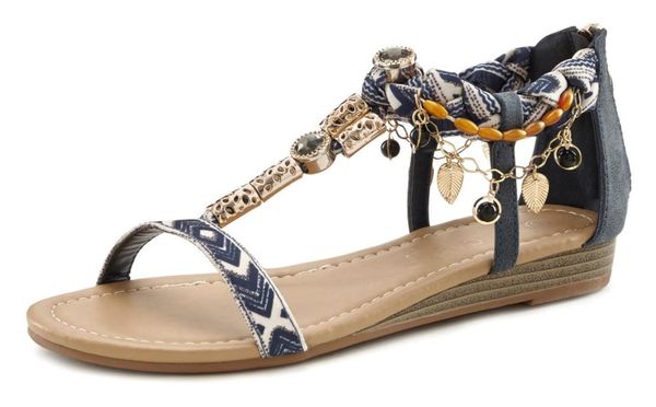 LASCANA LASCANA Sandale  zlatno žuta / zlatna / ljubičasto plava / bijela