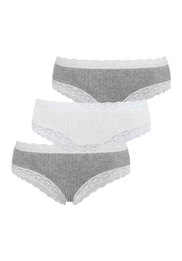 LASCANA LASCANA Slip  siva melange / prljavo bijela
