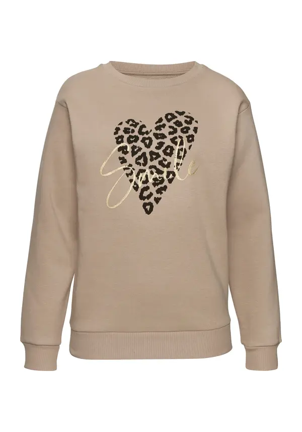 LASCANA LASCANA Sweater majica  bež / zlatna / crna