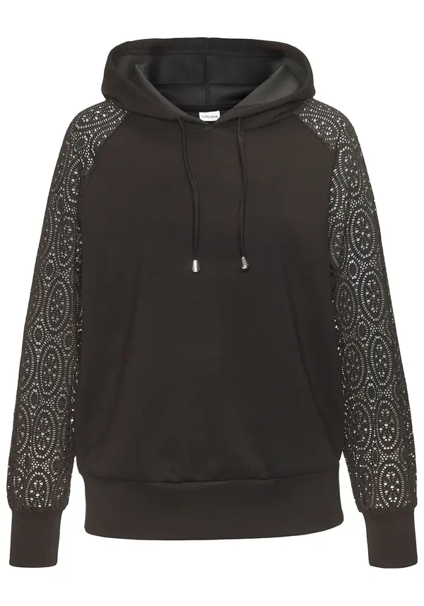 LASCANA LASCANA Sweater majica  crna / bijela
