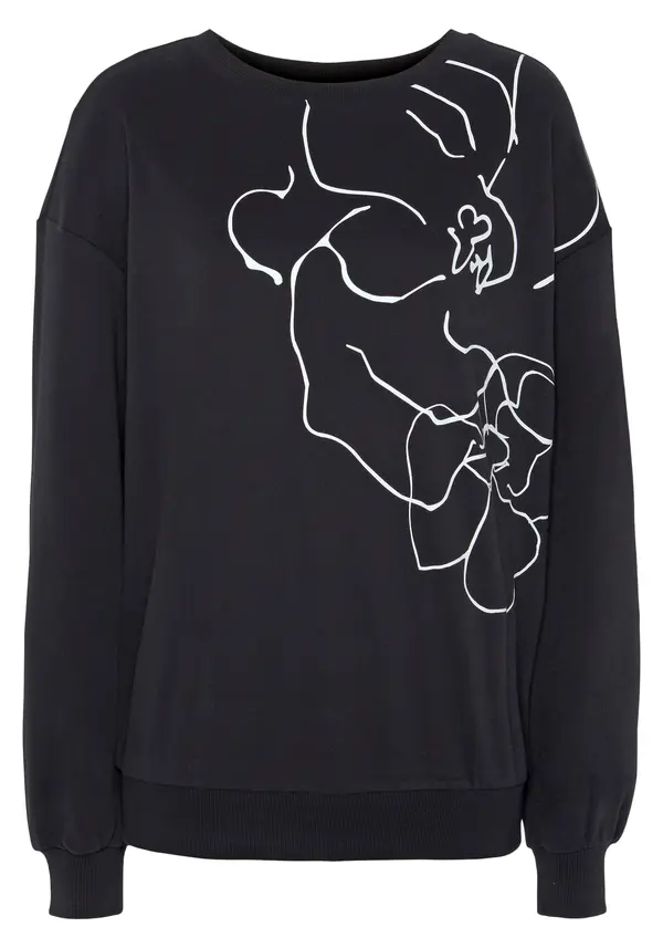 LASCANA LASCANA Sweater majica  crna / bijela