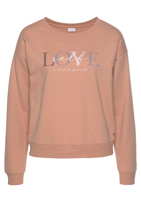 LASCANA LASCANA Sweater majica  sivkasto plava / čokolada / marelica / roza