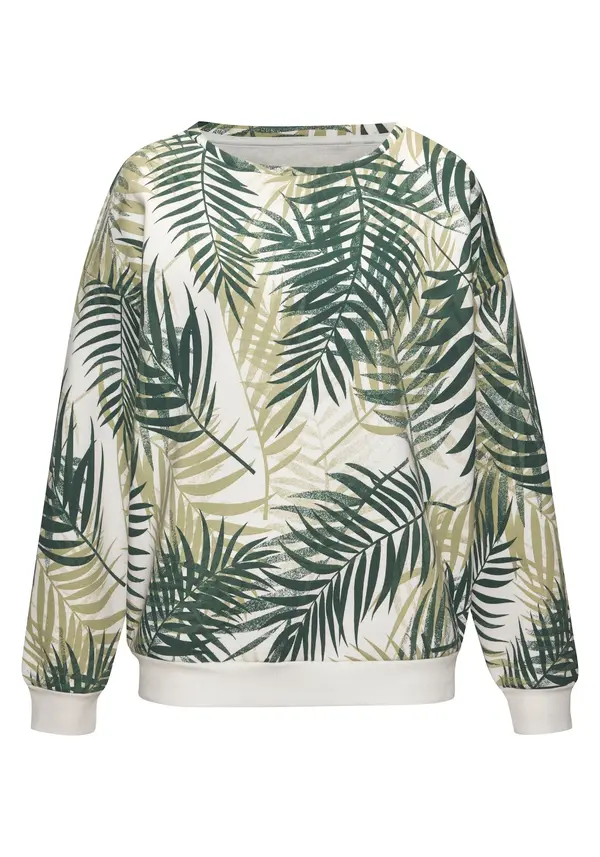 LASCANA LASCANA Sweater majica  zelena / bijela