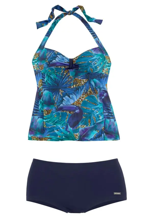 LASCANA LASCANA Tankini  morsko plava / cijan plava / konjak / crna