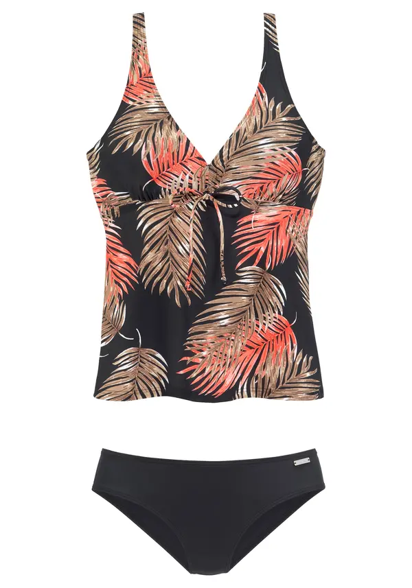 LASCANA LASCANA Tankini  svijetlosmeđa / marelica / narančasto crvena / crna / bijela