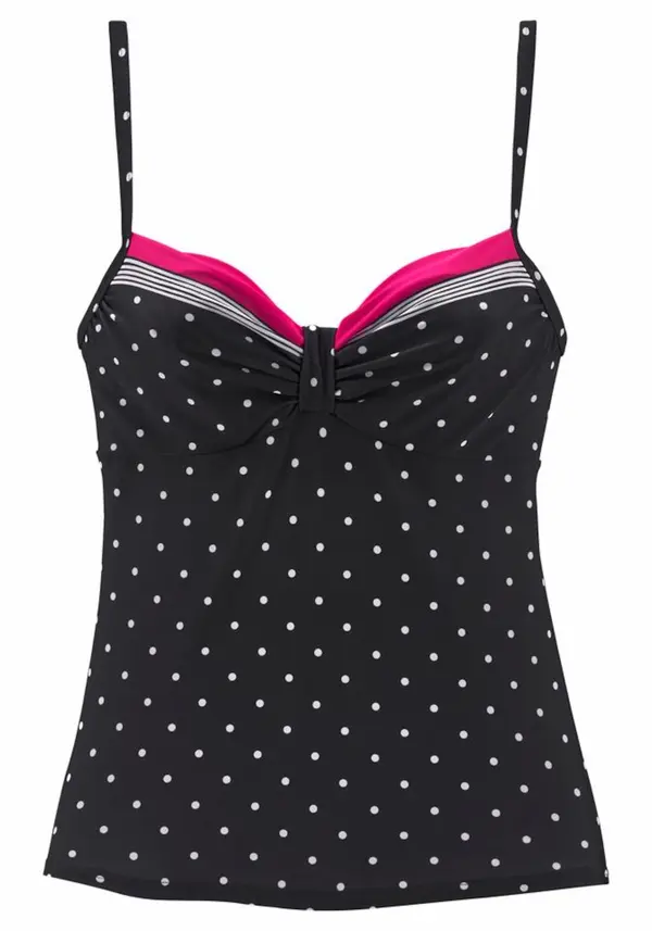 LASCANA LASCANA Tankini top 'Monroe'  neonsko roza / crna / bijela